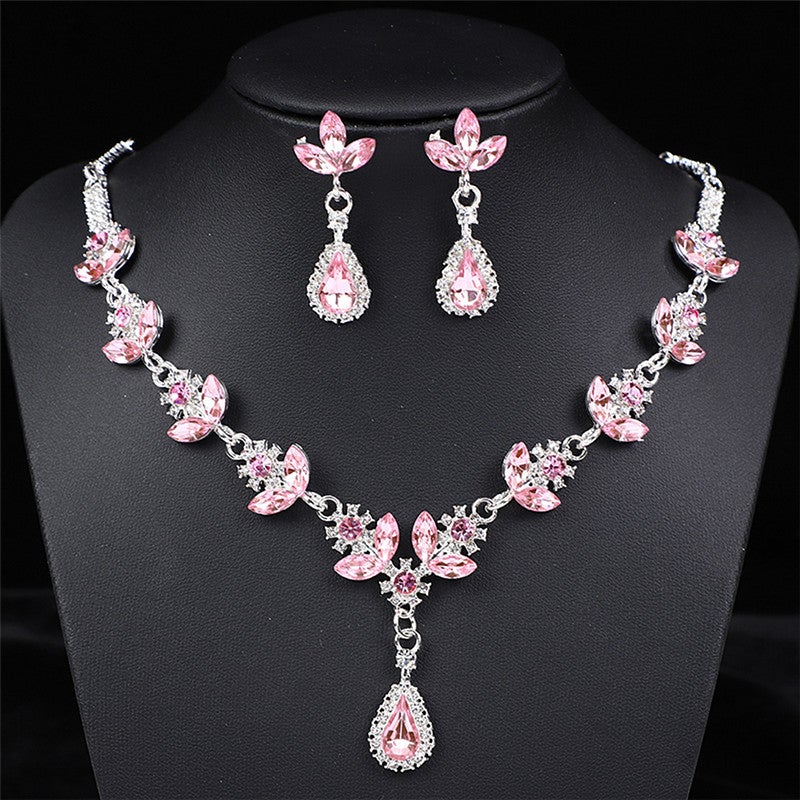 Bridal Jewelry Crystal Amethyte Alloy Necklace Earrings New Suit Wedding Dress Accessories Korean Style Dinner Wear - Image 4